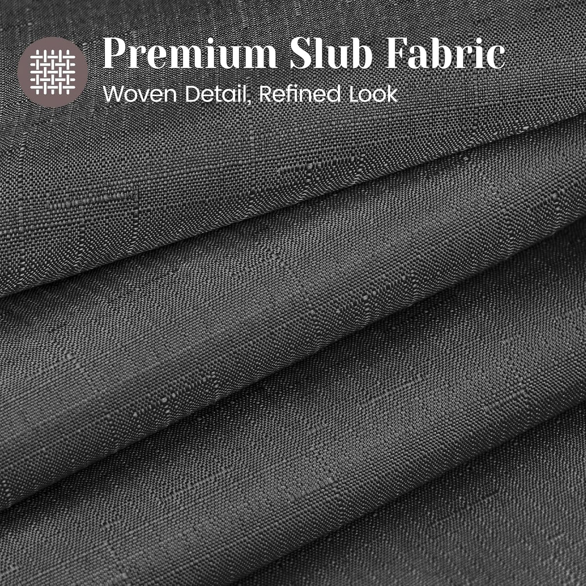 Ringless Slub Shower Curtain with Snap in Liner, 71x74, Black - Colors A