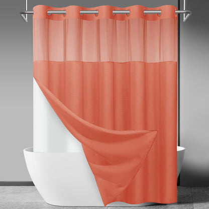 Ringless Slub Shower Curtain with Snap in Liner, 71x74, Black - Colors A