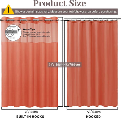Ringless Slub Shower Curtain with Snap in Liner, 71x74, Black - Colors A