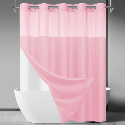 Ringless Slub Shower Curtain with Snap in Liner, 71x74, Black - Colors A