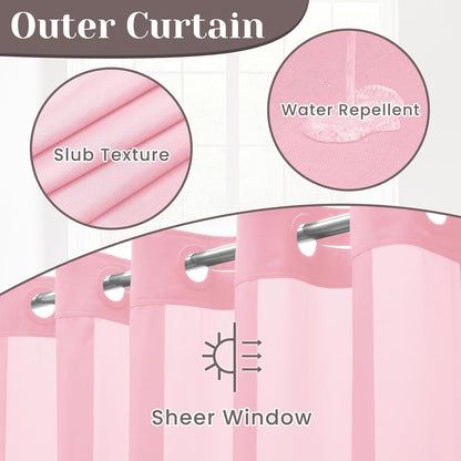 Ringless Slub Shower Curtain with Snap in Liner, 71x74, Black - Colors A
