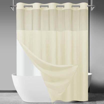 Ringless Slub Shower Curtain with Snap in Liner, 71x74, Black - Colors A