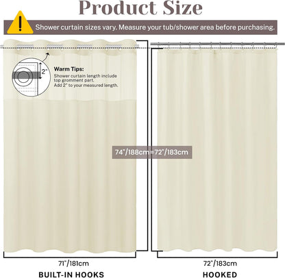 Ringless Slub Shower Curtain with Snap in Liner, 71x74, Black - Colors A
