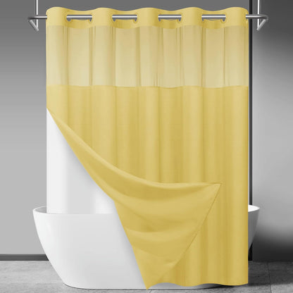 Ringless Slub Shower Curtain with Snap in Liner, 71x74, Black - Colors A