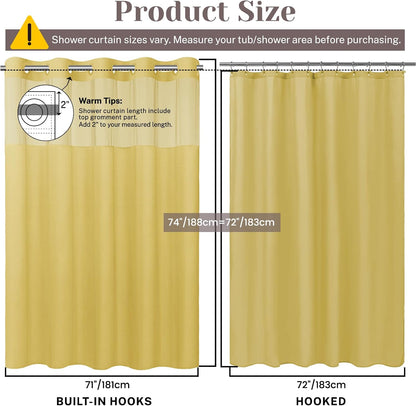 Ringless Slub Shower Curtain with Snap in Liner, 71x74, Black - Colors A