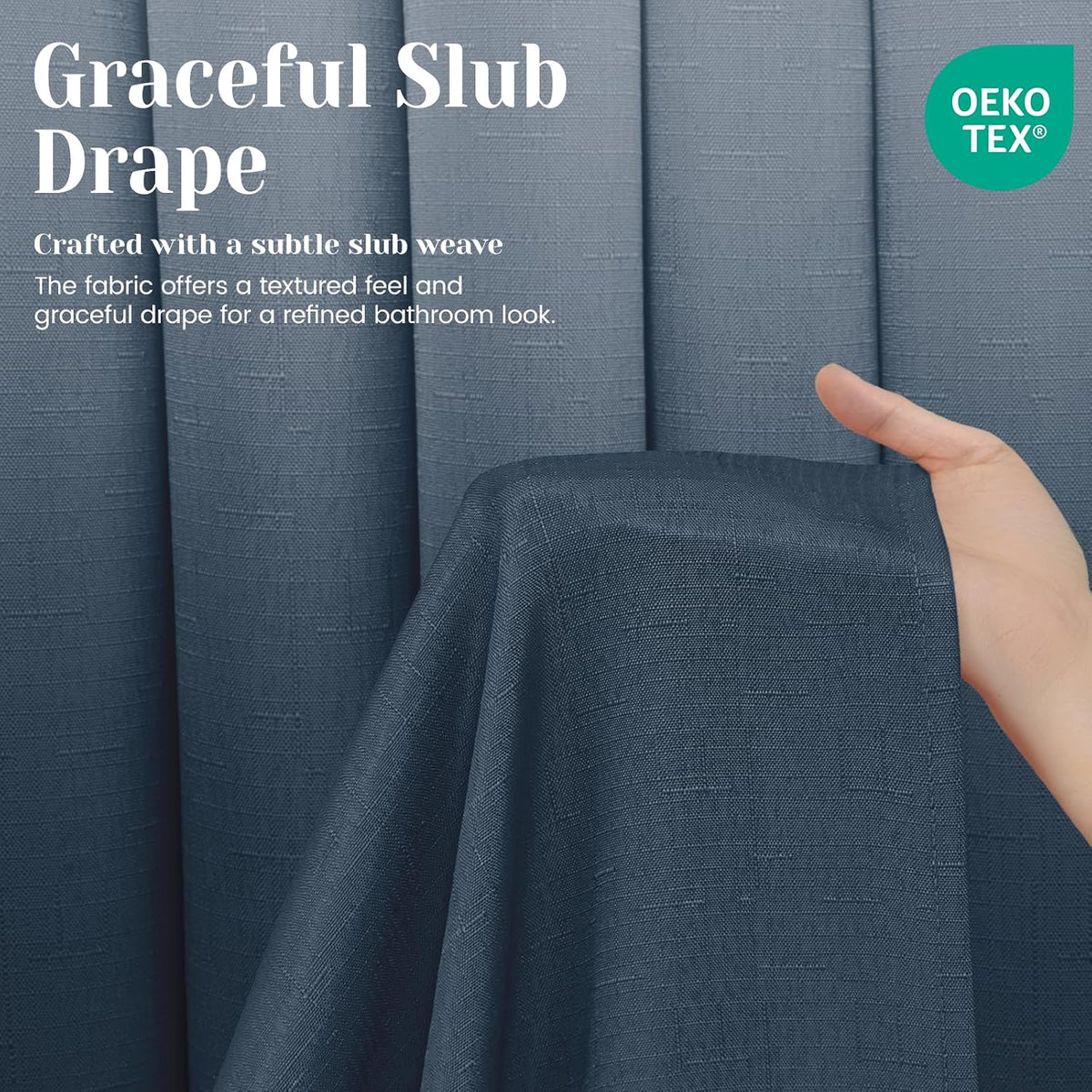 Ringless Slub Shower Curtain with Snap in Liner, 71x74, Black - Colors A