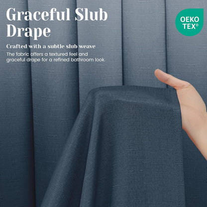 Ringless Slub Shower Curtain with Snap in Liner, 71x74, Black - Colors A