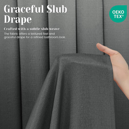 Ringless Slub Shower Curtain with Snap in Liner, 71x74, Black - Colors A