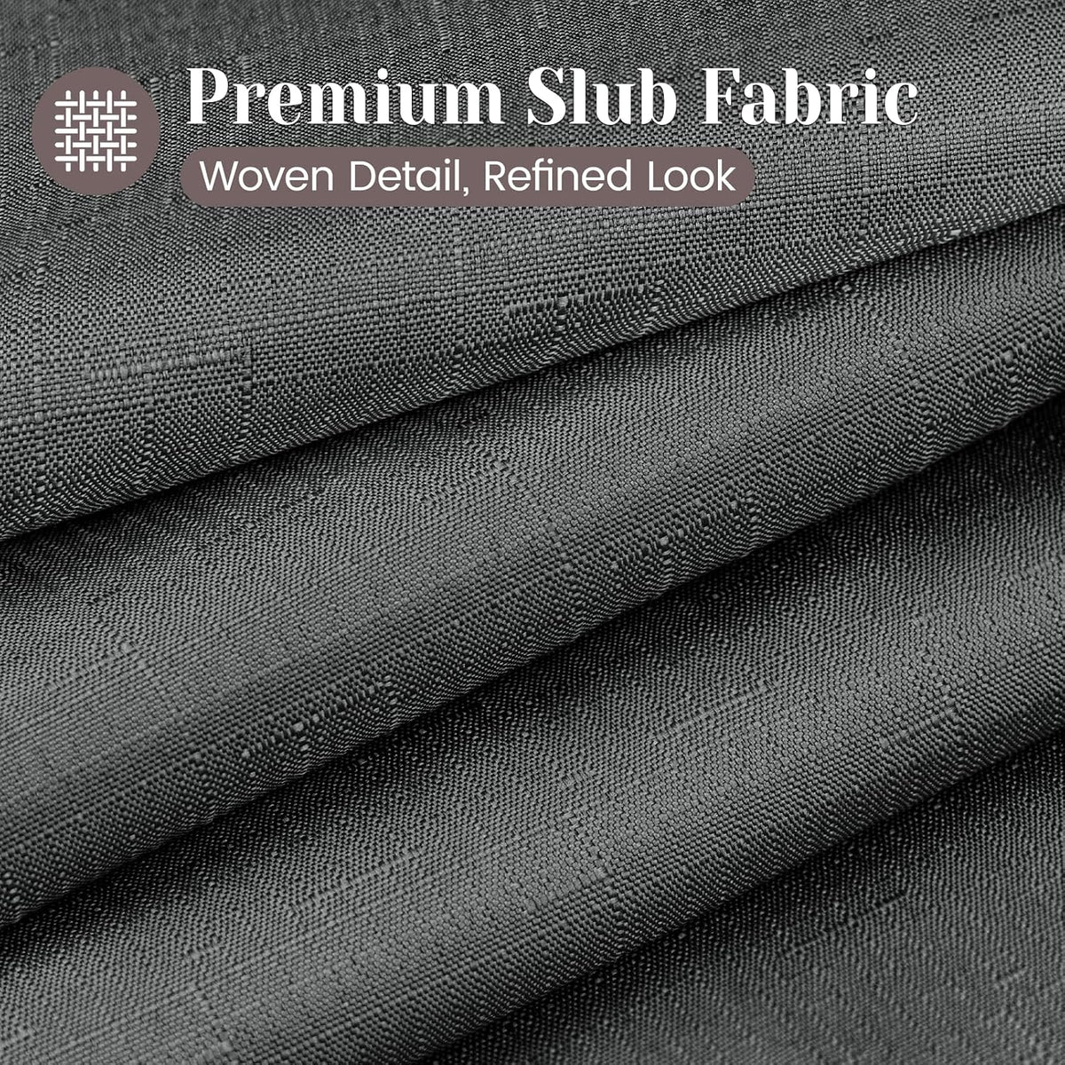 Ringless Slub Shower Curtain with Snap in Liner, 71x74, Black - Colors A