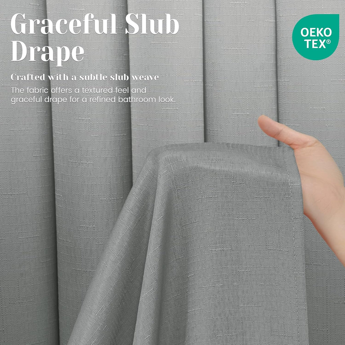 Ringless Slub Shower Curtain with Snap in Liner, 71x74, Black - Colors A