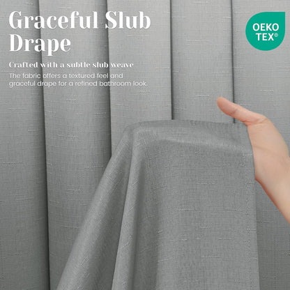 Ringless Slub Shower Curtain with Snap in Liner, 71x74, Black - Colors A