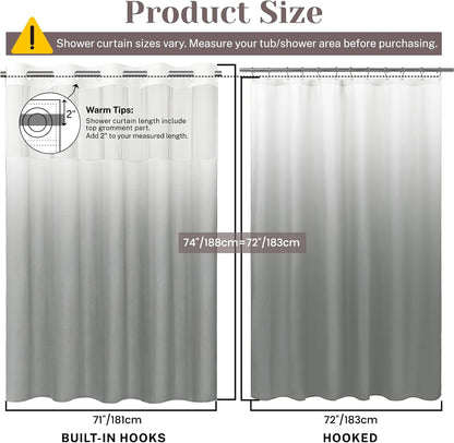 Ringless Slub Shower Curtain with Snap in Liner, 71x74, Black - Colors A