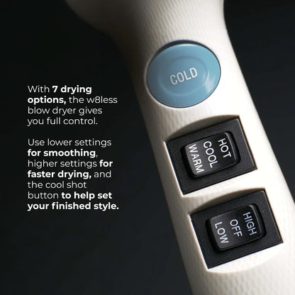 Engineering W8less Professional 2000 Watt Dryer, 7 Speed Settings, Lightweight.