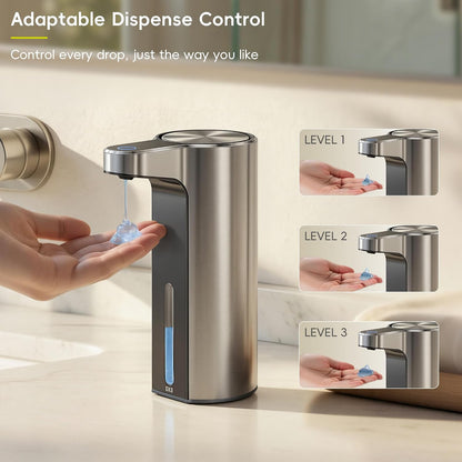 Aroma Touchless Automatic Soap Dispenser for Kitchen and Bathroom, Liquid Hand Soap Dispenser, Rechargeable, 9 fl oz (Stainless)