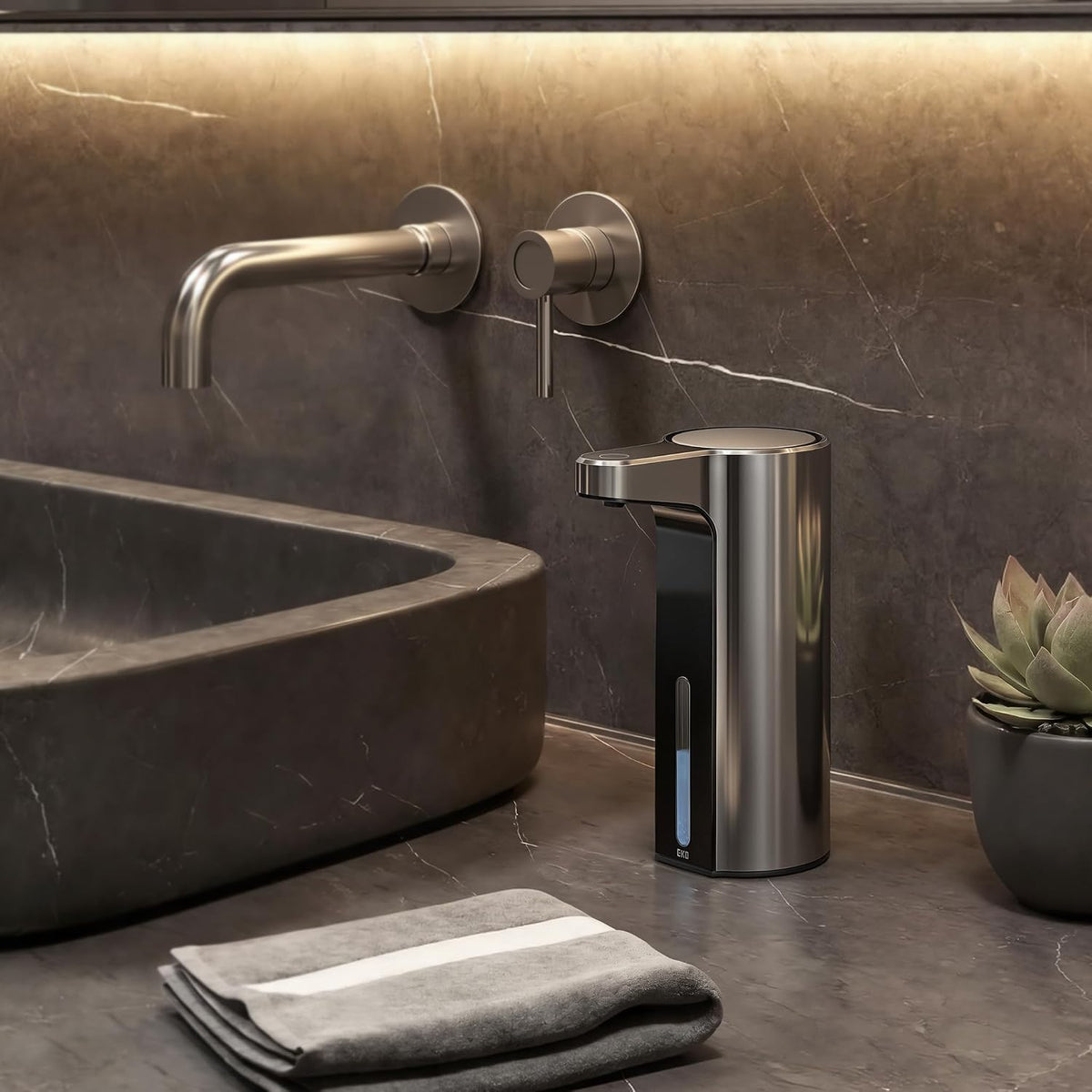 Aroma Touchless Automatic Soap Dispenser for Kitchen and Bathroom, Liquid Hand Soap Dispenser, Rechargeable, 9 fl oz (Stainless)