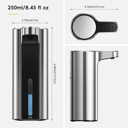 Aroma Touchless Automatic Soap Dispenser for Kitchen and Bathroom, Liquid Hand Soap Dispenser, Rechargeable, 9 fl oz (Stainless)