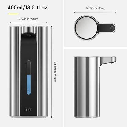 Aroma Touchless Automatic Soap Dispenser for Kitchen and Bathroom, Liquid Hand Soap Dispenser, Rechargeable, 9 fl oz (Stainless)