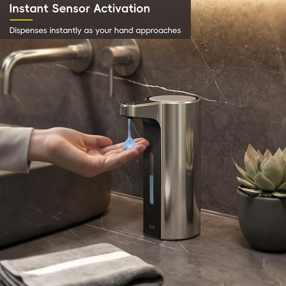 Aroma Touchless Automatic Soap Dispenser for Kitchen and Bathroom, Liquid Hand Soap Dispenser, Rechargeable, 9 fl oz (Stainless)