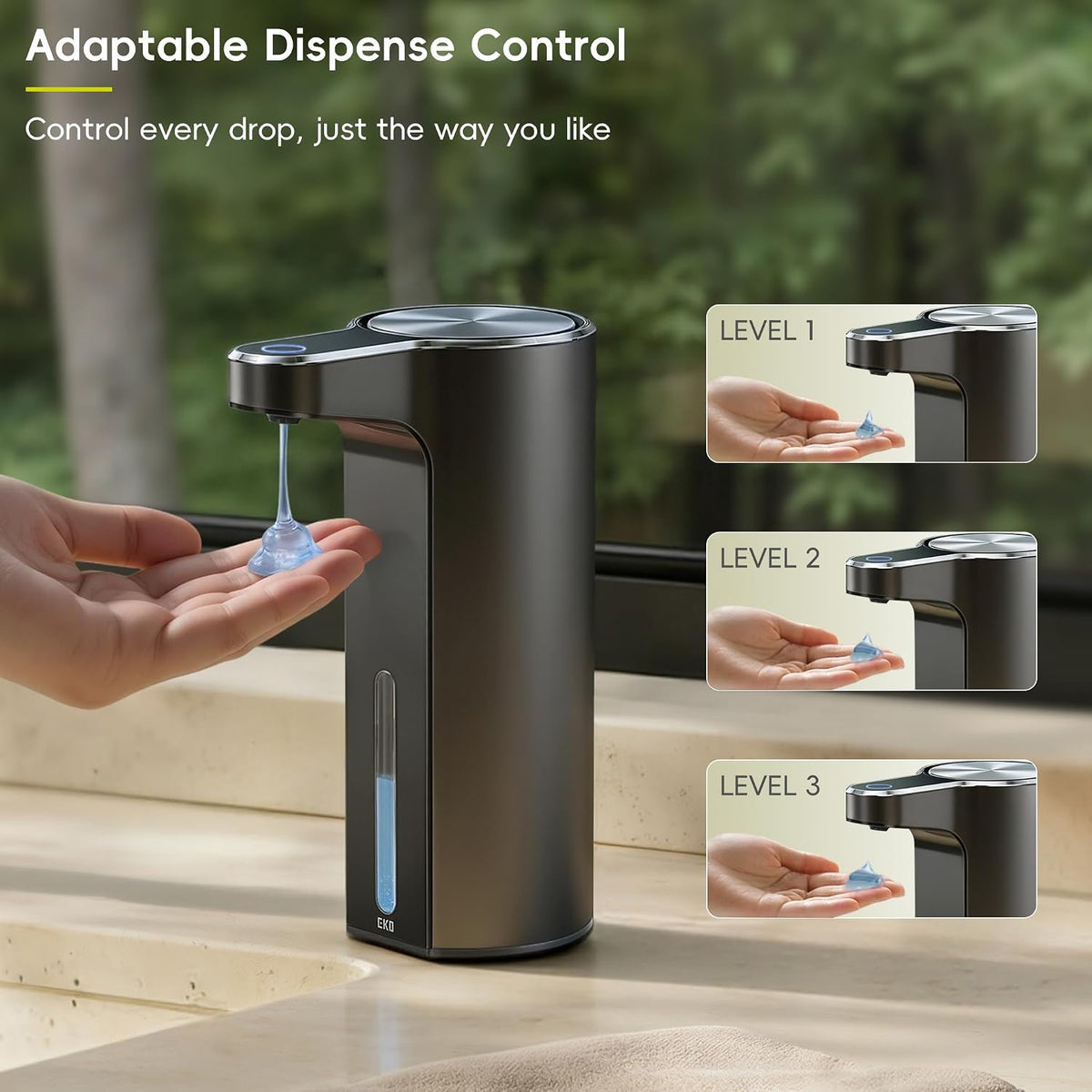 Aroma Touchless Automatic Soap Dispenser for Kitchen and Bathroom, Liquid Hand Soap Dispenser, Rechargeable, 9 fl oz (Stainless)