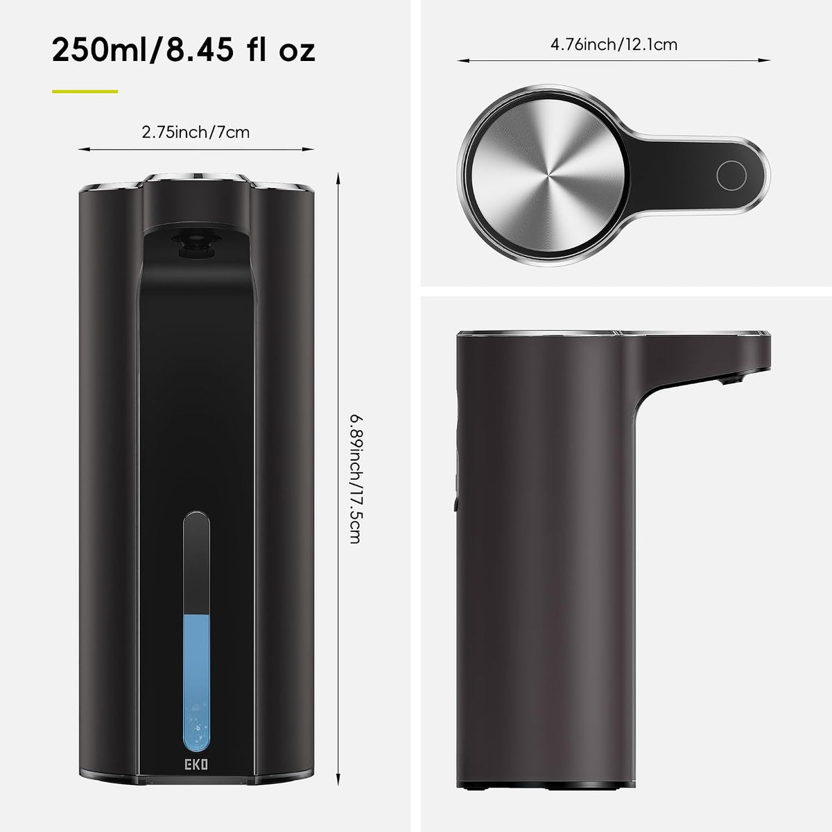 Aroma Touchless Automatic Soap Dispenser for Kitchen and Bathroom, Liquid Hand Soap Dispenser, Rechargeable, 9 fl oz (Stainless)