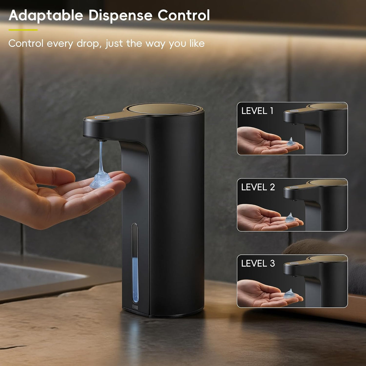 Aroma Touchless Automatic Soap Dispenser for Kitchen and Bathroom, Liquid Hand Soap Dispenser, Rechargeable, 9 fl oz (Stainless)