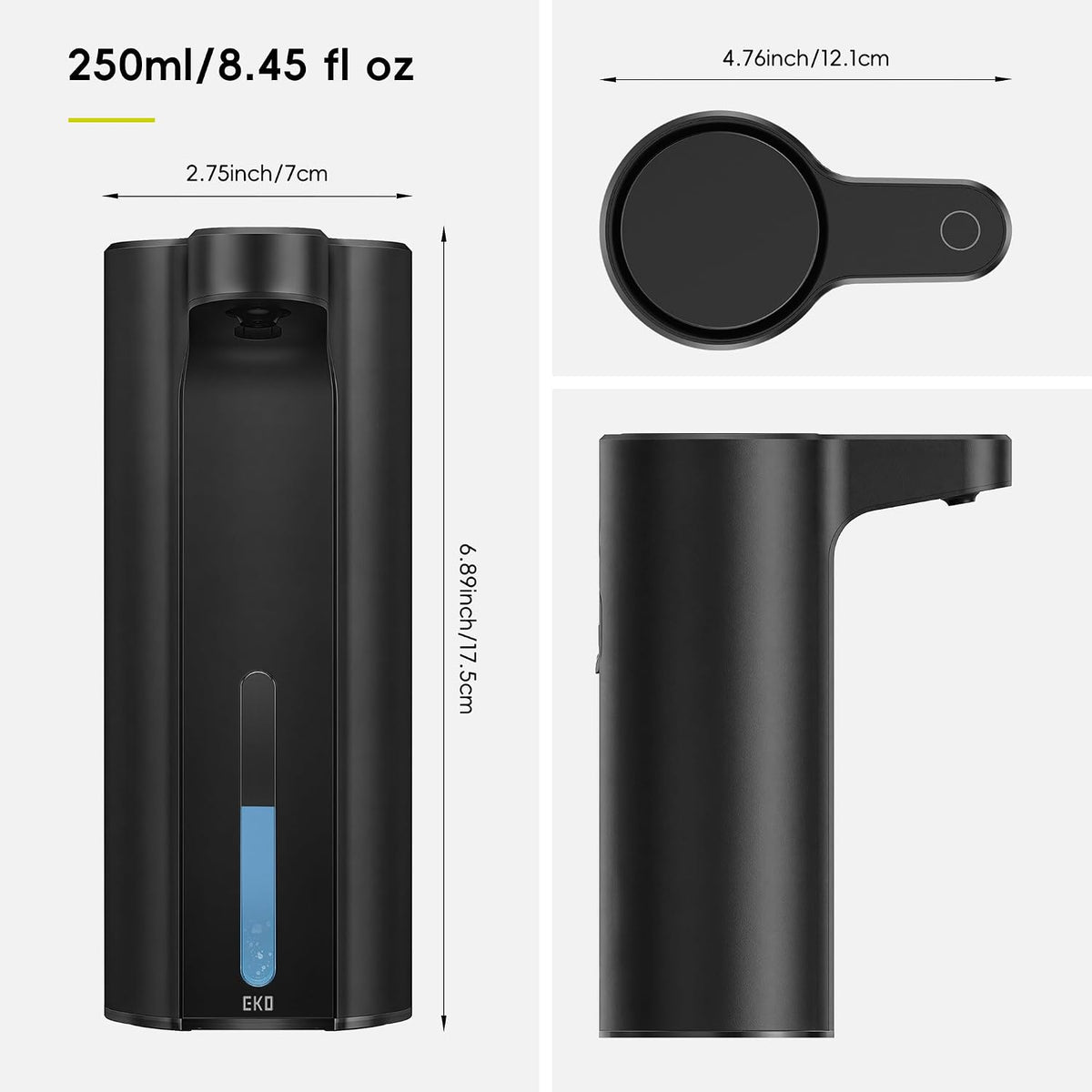 Aroma Touchless Automatic Soap Dispenser for Kitchen and Bathroom, Liquid Hand Soap Dispenser, Rechargeable, 9 fl oz (Stainless)