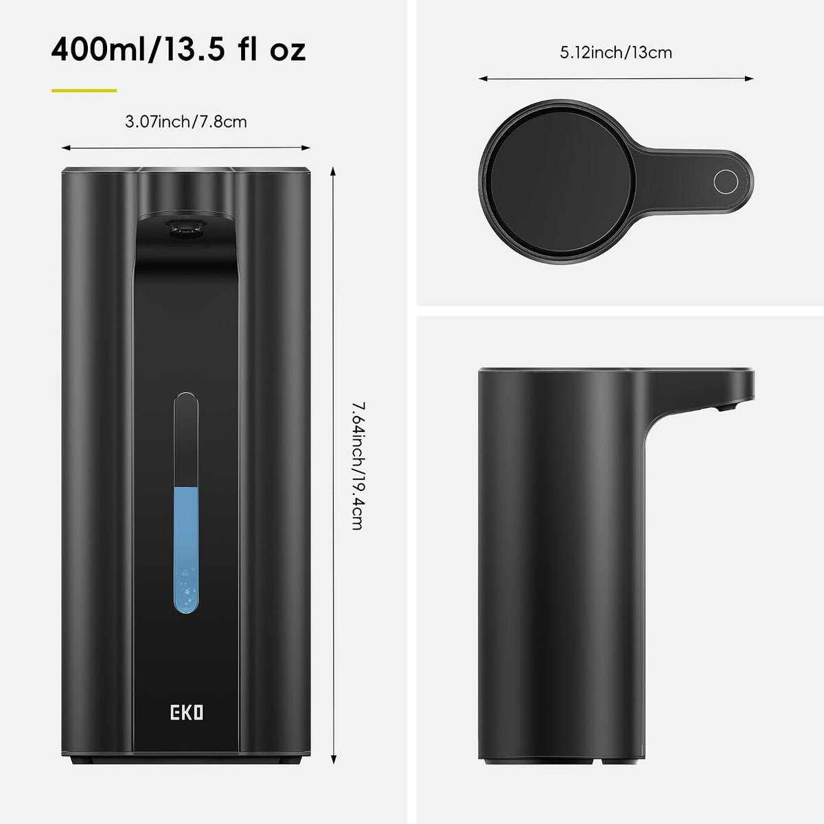 Aroma Touchless Automatic Soap Dispenser for Kitchen and Bathroom, Liquid Hand Soap Dispenser, Rechargeable, 9 fl oz (Stainless)