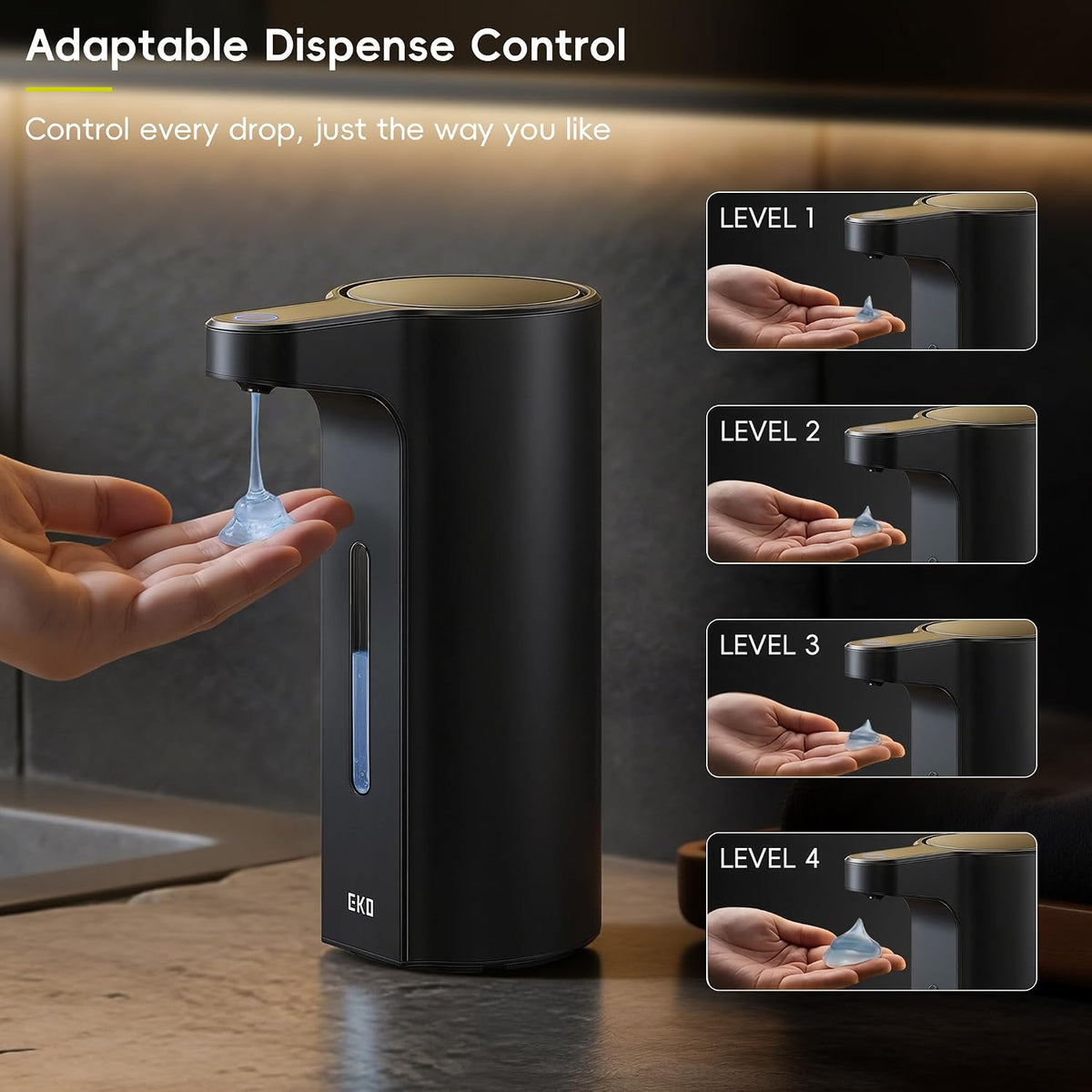 Aroma Touchless Automatic Soap Dispenser for Kitchen and Bathroom, Liquid Hand Soap Dispenser, Rechargeable, 9 fl oz (Stainless)