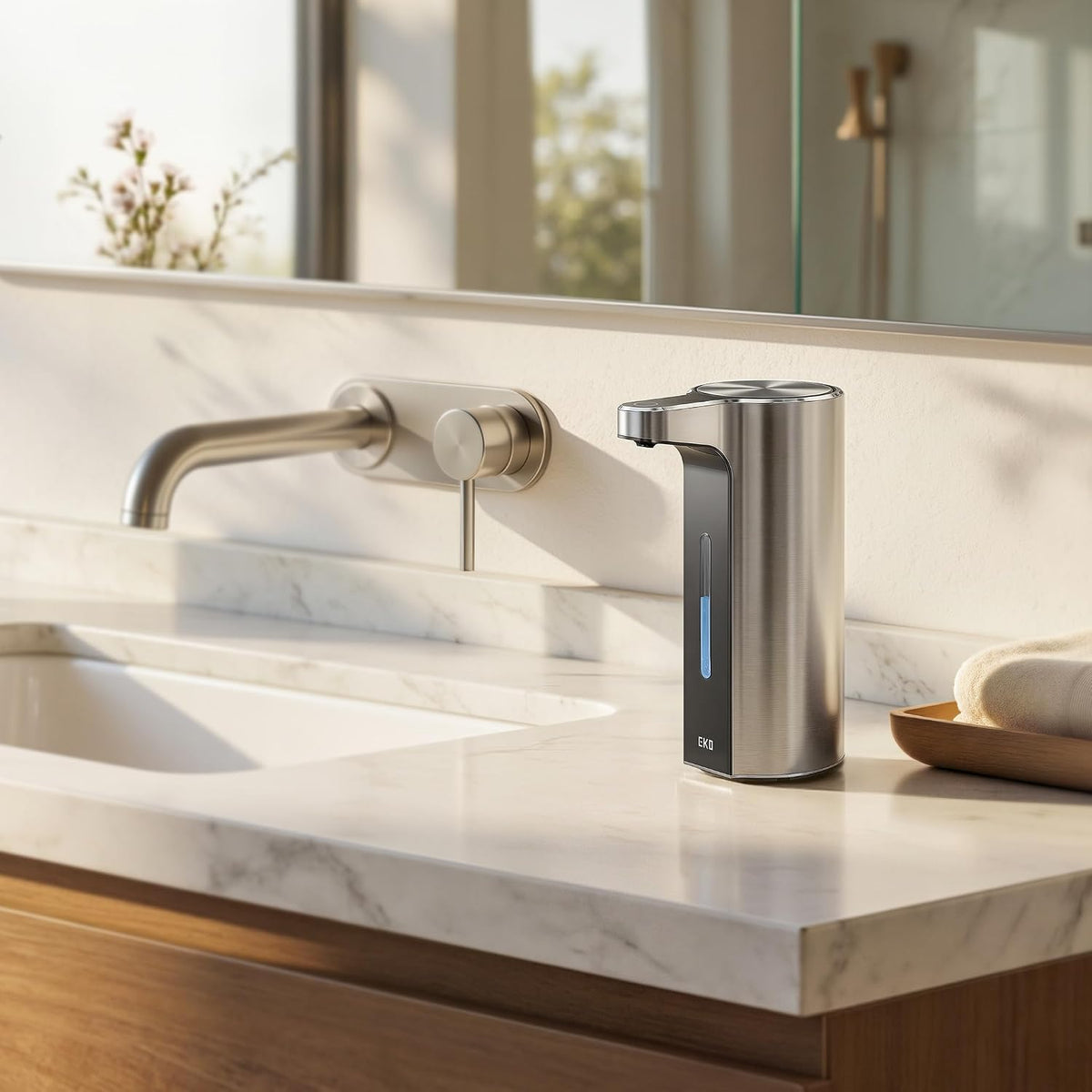 Aroma Touchless Automatic Soap Dispenser for Kitchen and Bathroom, Liquid Hand Soap Dispenser, Rechargeable, 9 fl oz (Stainless)