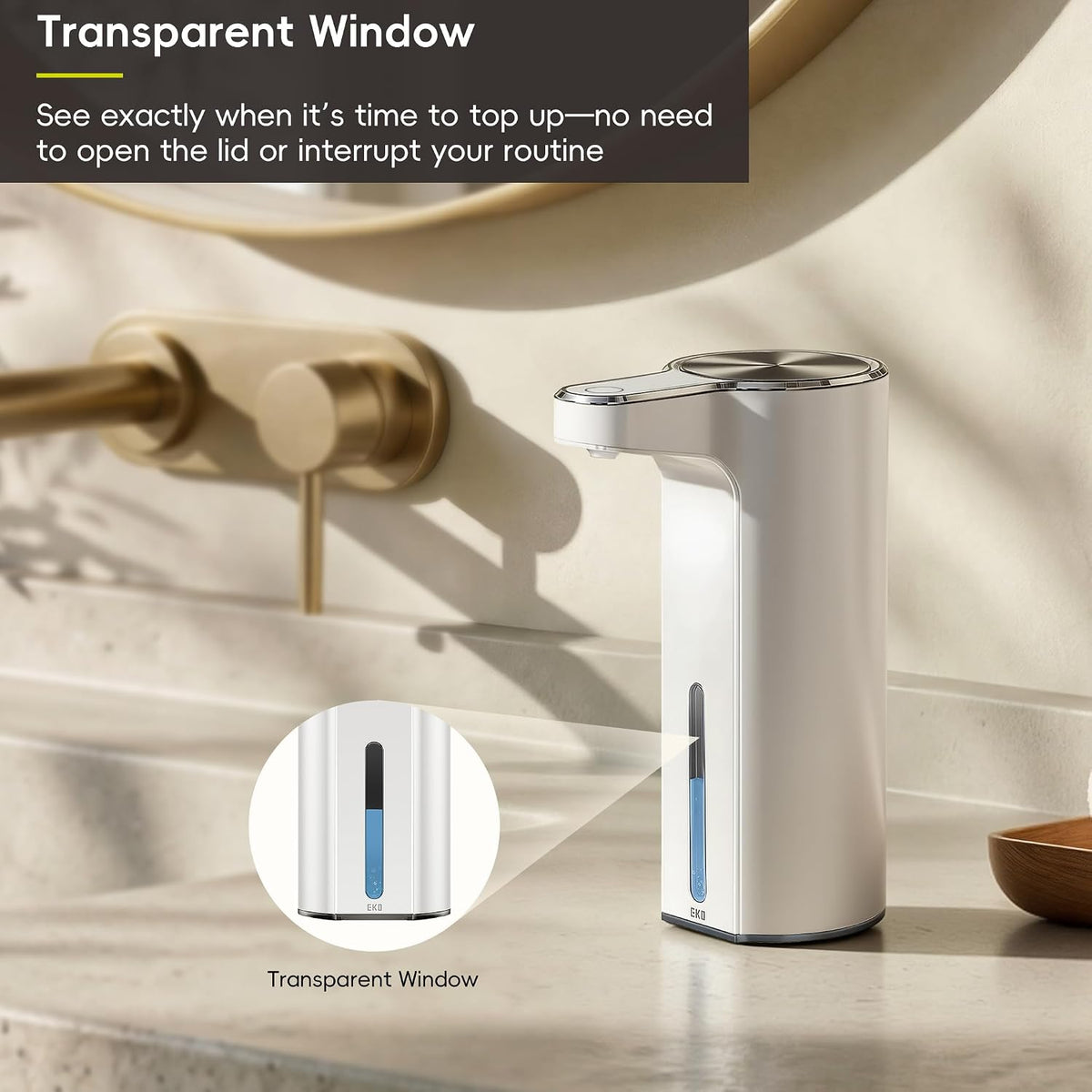 Aroma Touchless Automatic Soap Dispenser for Kitchen and Bathroom, Liquid Hand Soap Dispenser, Rechargeable, 9 fl oz (Stainless)