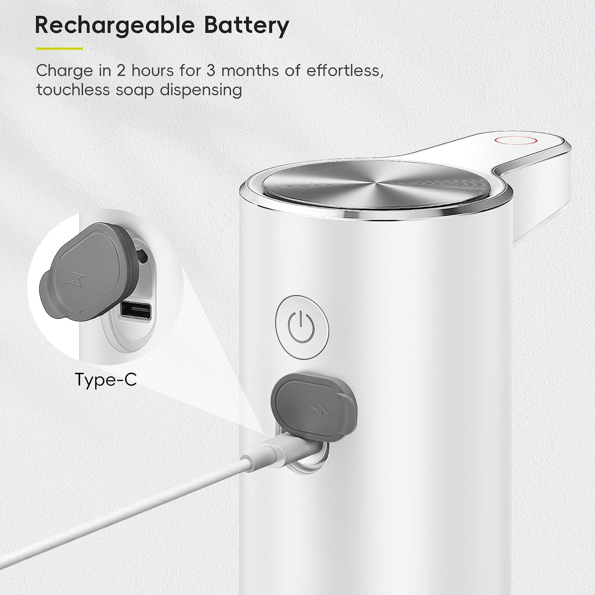 Aroma Touchless Automatic Soap Dispenser for Kitchen and Bathroom, Liquid Hand Soap Dispenser, Rechargeable, 9 fl oz (Stainless)