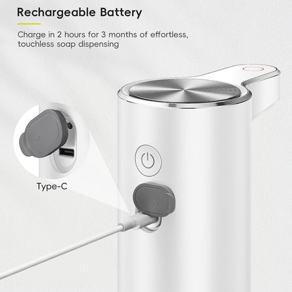Aroma Touchless Automatic Soap Dispenser for Kitchen and Bathroom, Liquid Hand Soap Dispenser, Rechargeable, 9 fl oz (Stainless)