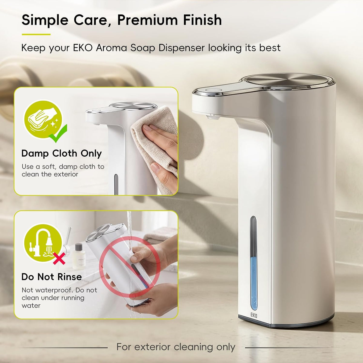 Aroma Touchless Automatic Soap Dispenser for Kitchen and Bathroom, Liquid Hand Soap Dispenser, Rechargeable, 9 fl oz (Stainless)