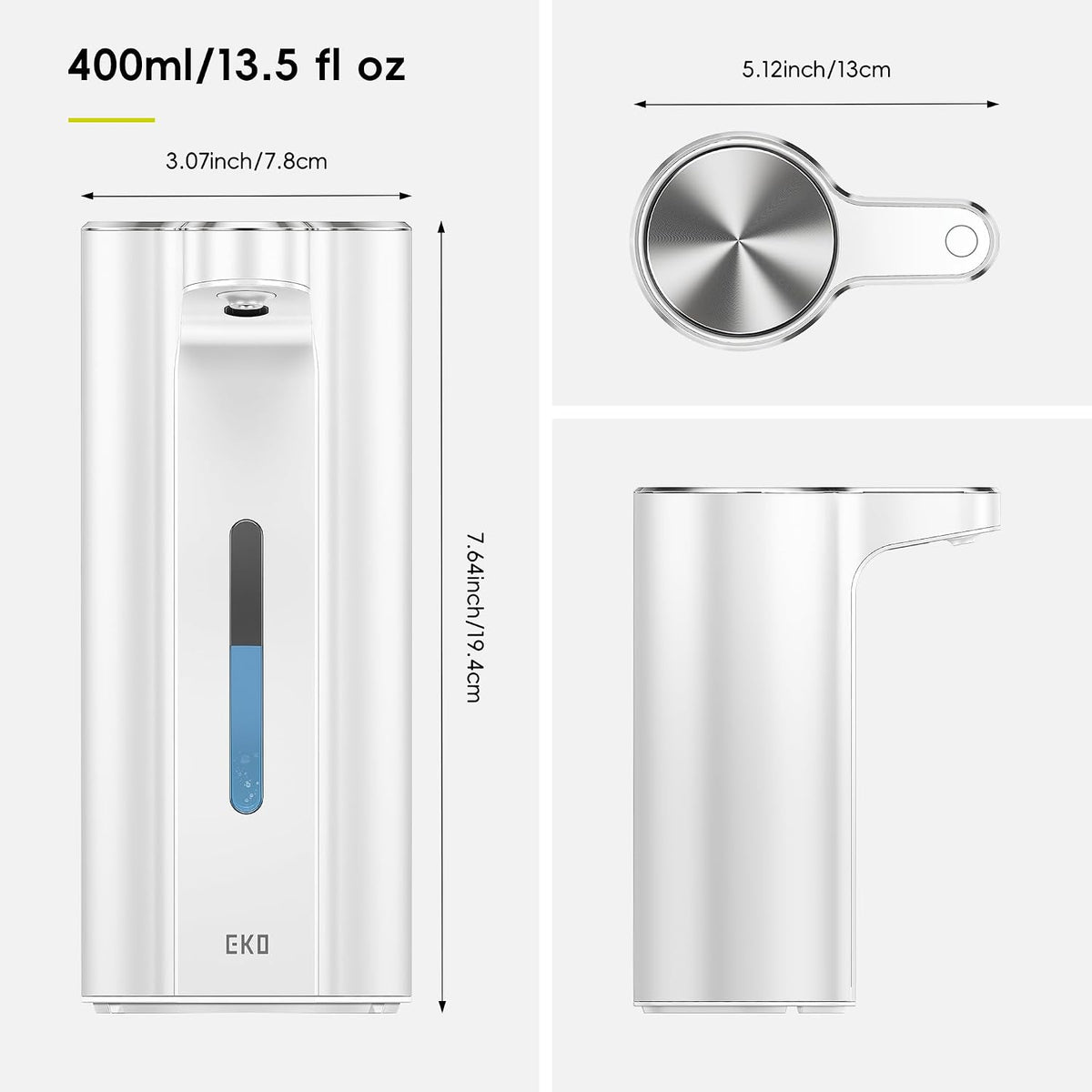 Aroma Touchless Automatic Soap Dispenser for Kitchen and Bathroom, Liquid Hand Soap Dispenser, Rechargeable, 9 fl oz (Stainless)