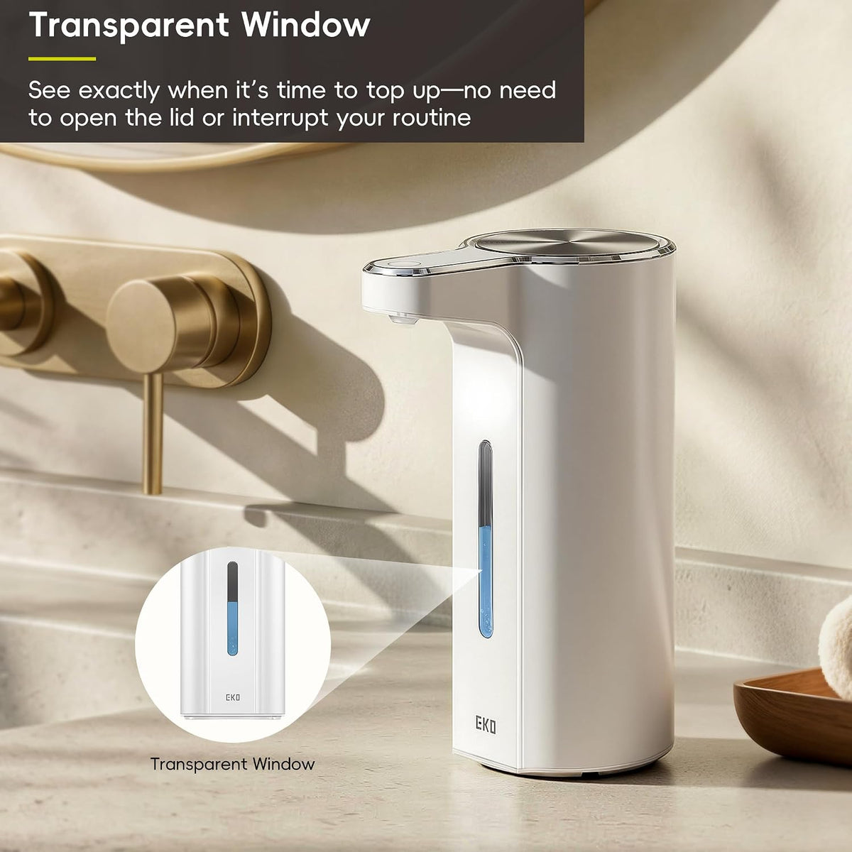 Aroma Touchless Automatic Soap Dispenser for Kitchen and Bathroom, Liquid Hand Soap Dispenser, Rechargeable, 9 fl oz (Stainless)