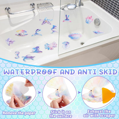 30 Pcs Bubble Non Slip Bathtub Stickers Colorful Bubble Anti Slip Shower Stickers Shower Floor Nonslip Sticker Applique Adhesive Decals Treads with Scraper for Bathtub Bathroom Floor