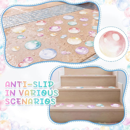 30 Pcs Bubble Non Slip Bathtub Stickers Colorful Bubble Anti Slip Shower Stickers Shower Floor Nonslip Sticker Applique Adhesive Decals Treads with Scraper for Bathtub Bathroom Floor