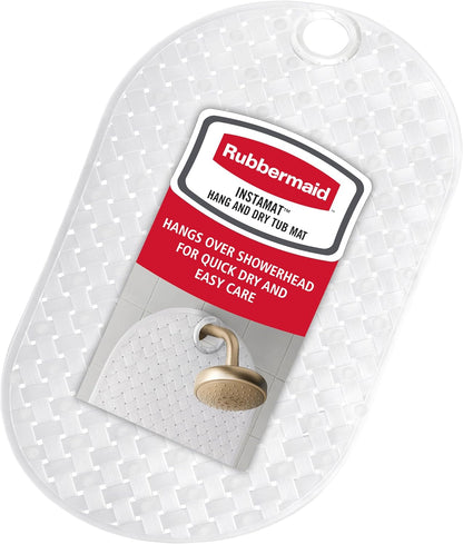 INSTAMAT Bath Tub Shower Mat, Non-Slip Tub Mat with Suction Cups, Bath Mat Hangs on Showerhead for Quick Dry, 27.2 x 15.2 Inch, BPA-Free, Easy to Clean, for Inside Tub or Shower, Clear