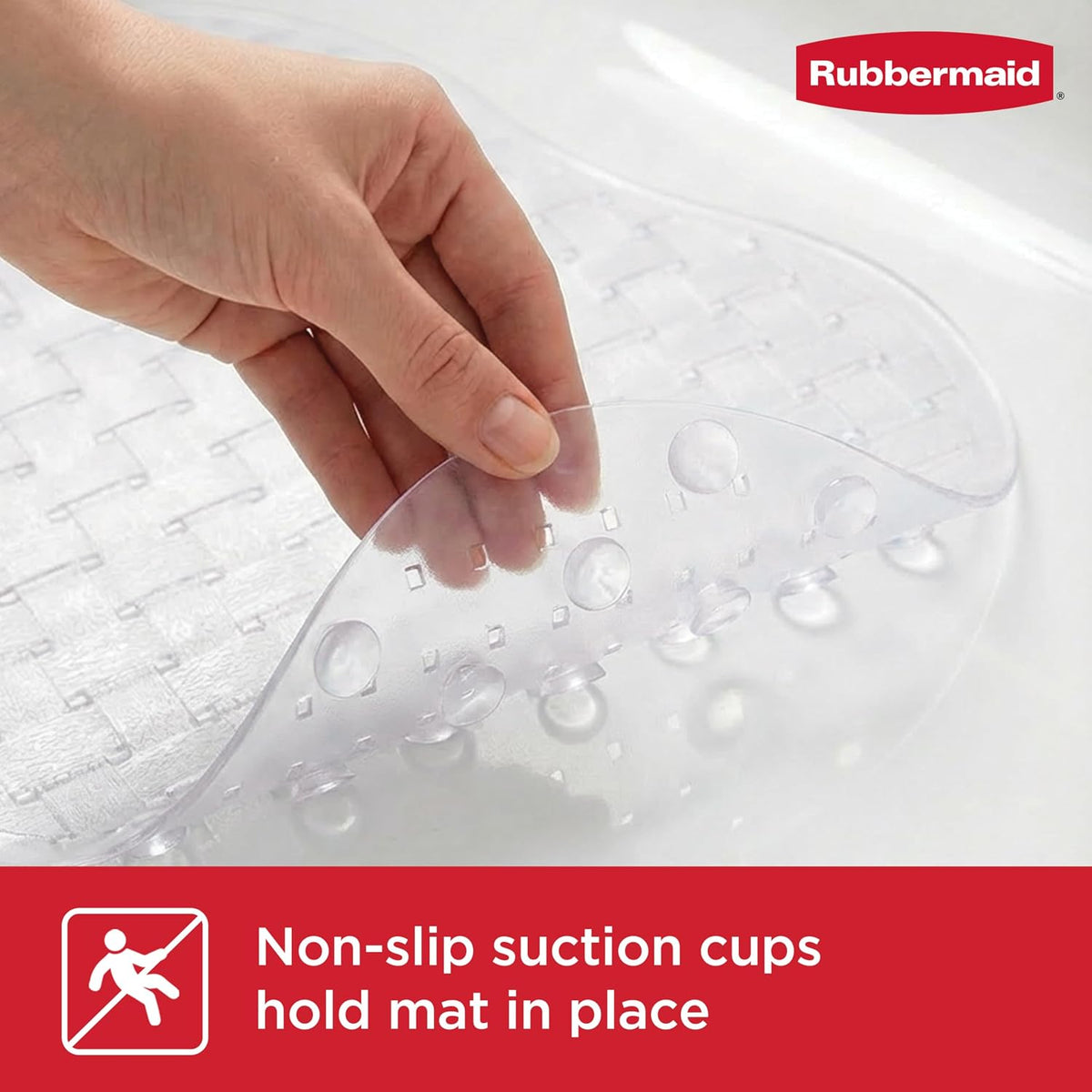 INSTAMAT Bath Tub Shower Mat, Non-Slip Tub Mat with Suction Cups, Bath Mat Hangs on Showerhead for Quick Dry, 27.2 x 15.2 Inch, BPA-Free, Easy to Clean, for Inside Tub or Shower, Clear