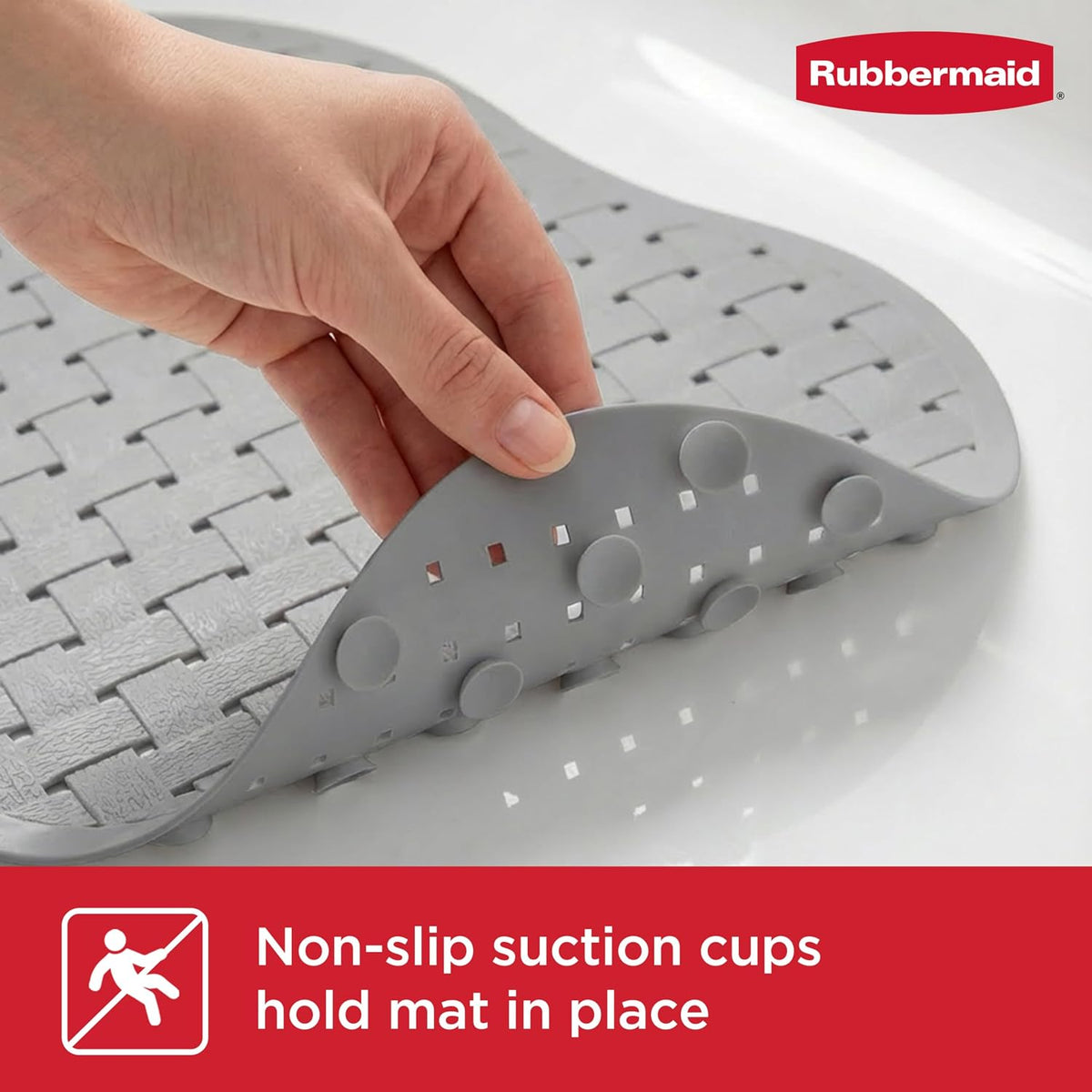 INSTAMAT Bath Tub Shower Mat, Non-Slip Tub Mat with Suction Cups, Bath Mat Hangs on Showerhead for Quick Dry, 27.2 x 15.2 Inch, BPA-Free, Easy to Clean, for Inside Tub or Shower, Clear