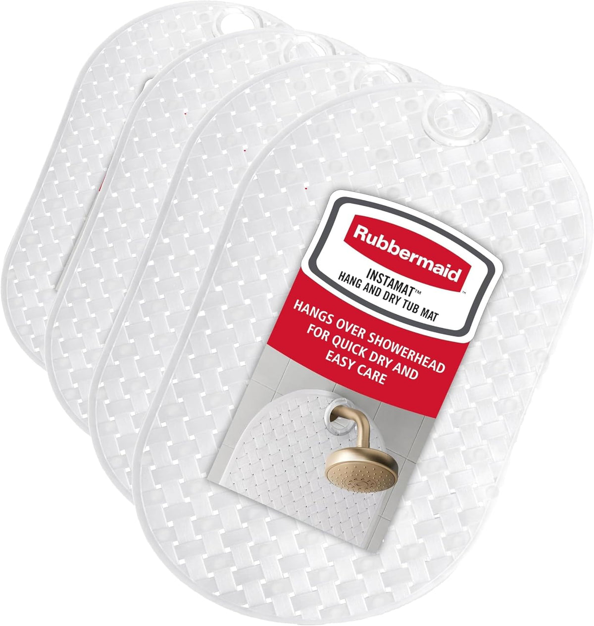 INSTAMAT Bath Tub Shower Mat, Non-Slip Tub Mat with Suction Cups, Bath Mat Hangs on Showerhead for Quick Dry, 27.2 x 15.2 Inch, BPA-Free, Easy to Clean, for Inside Tub or Shower, Clear
