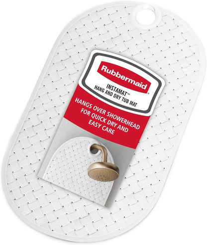INSTAMAT Bath Tub Shower Mat, Non-Slip Tub Mat with Suction Cups, Bath Mat Hangs on Showerhead for Quick Dry, 27.2 x 15.2 Inch, BPA-Free, Easy to Clean, for Inside Tub or Shower, Clear