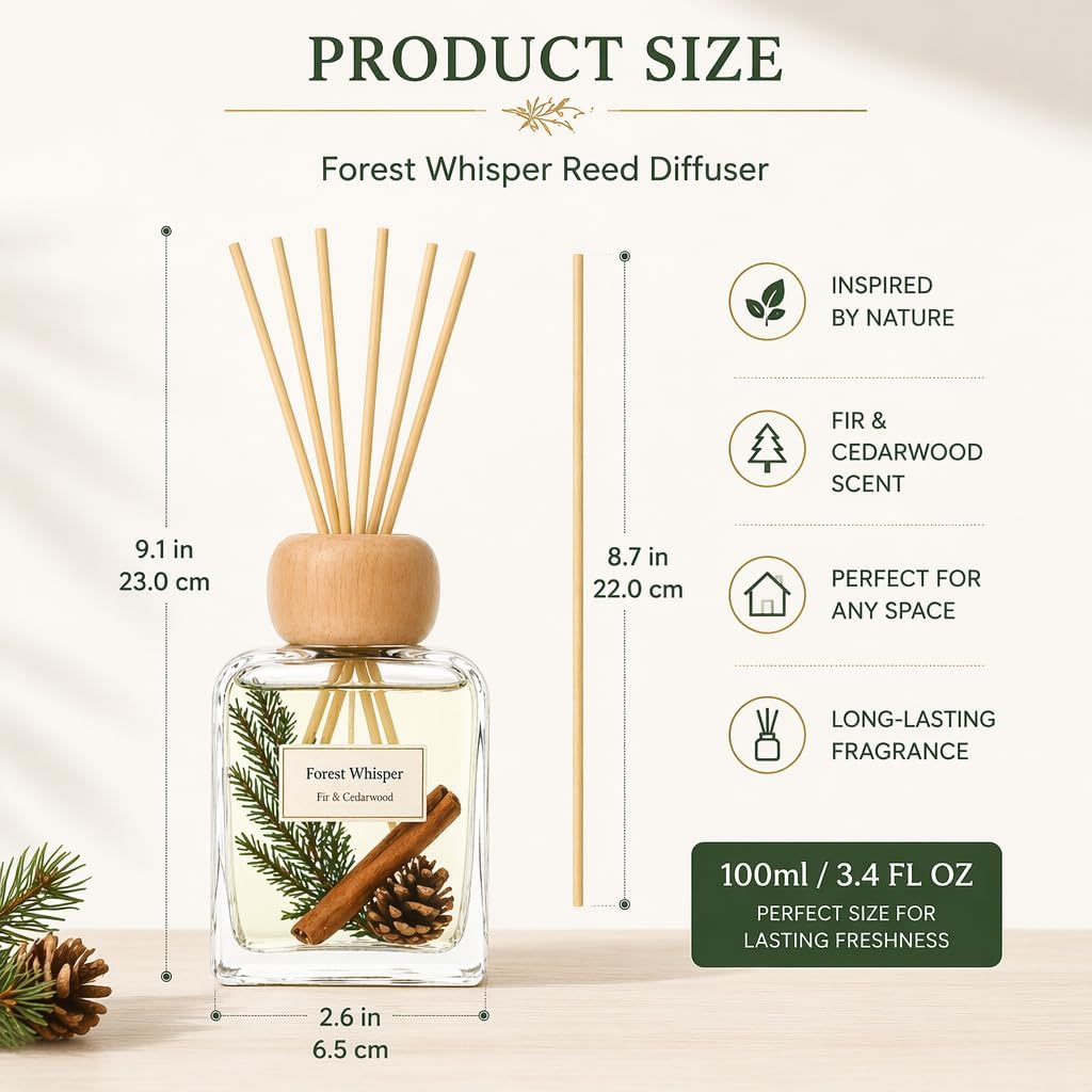 Cedarwood & White Musk Reed Diffuser, 3.34 Fl Oz