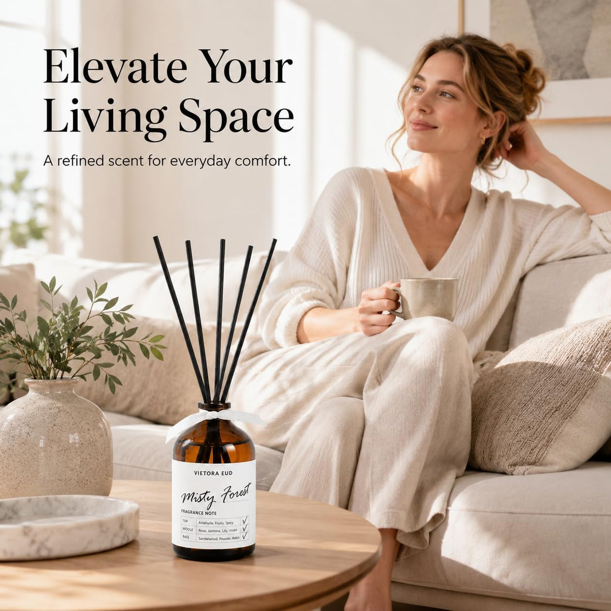 Cedarwood & White Musk Reed Diffuser, 3.34 Fl Oz