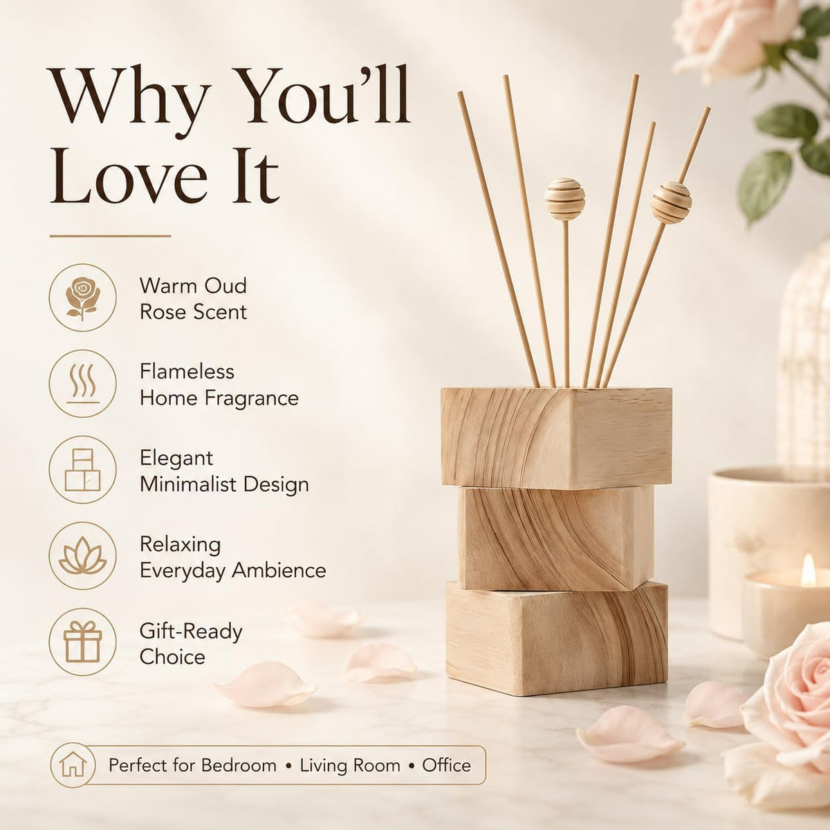 Cedarwood & White Musk Reed Diffuser, 3.34 Fl Oz