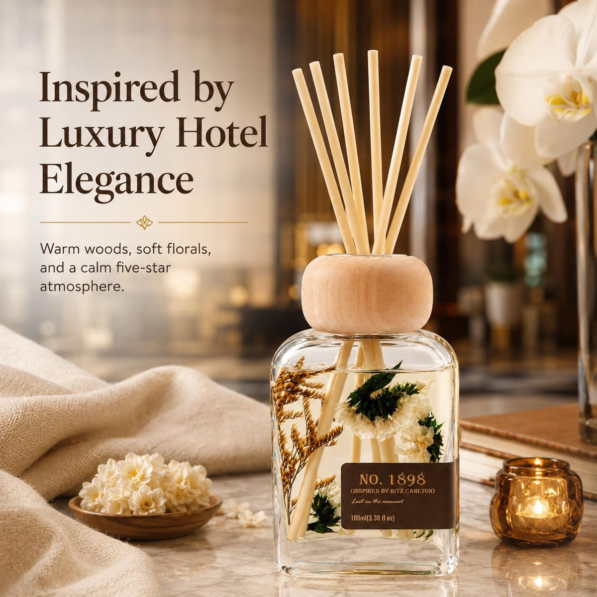 Cedarwood & White Musk Reed Diffuser, 3.34 Fl Oz