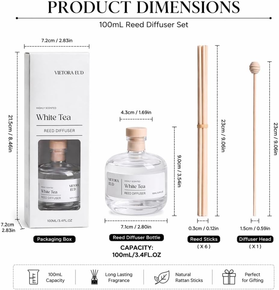 Cedarwood & White Musk Reed Diffuser, 3.34 Fl Oz