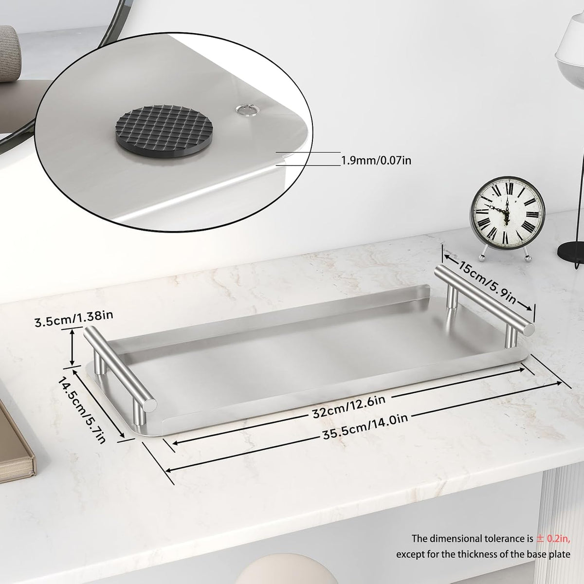 Toilet Paper Basket, Toilet Tank Tray with Handle for Organizing | Toilet Paper Basket Storage for Toilet Tank, Bathroom, Kitchen Counter (Black)