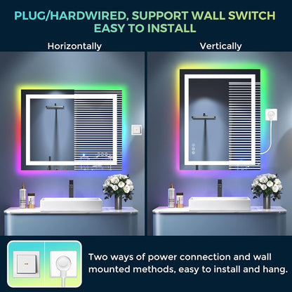 60x36 LED Bathroom Mirror with Lights, Lighted Vanity Mirror - Colors B