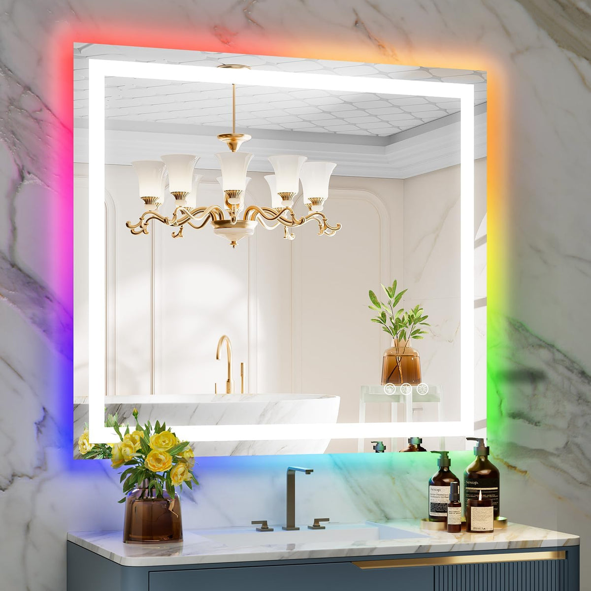 60x36 LED Bathroom Mirror with Lights, Lighted Vanity Mirror - Colors B
